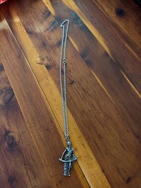 Silver-tone Lady Justice Pendant Necklace